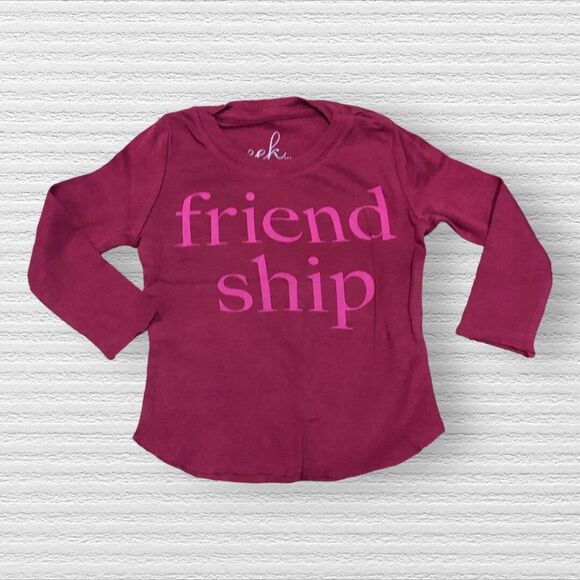 Peek - Little Peanut - Friendship LS Graphic Tee 12-18 Months Purple Maroon Pima - Picture 1 of 3